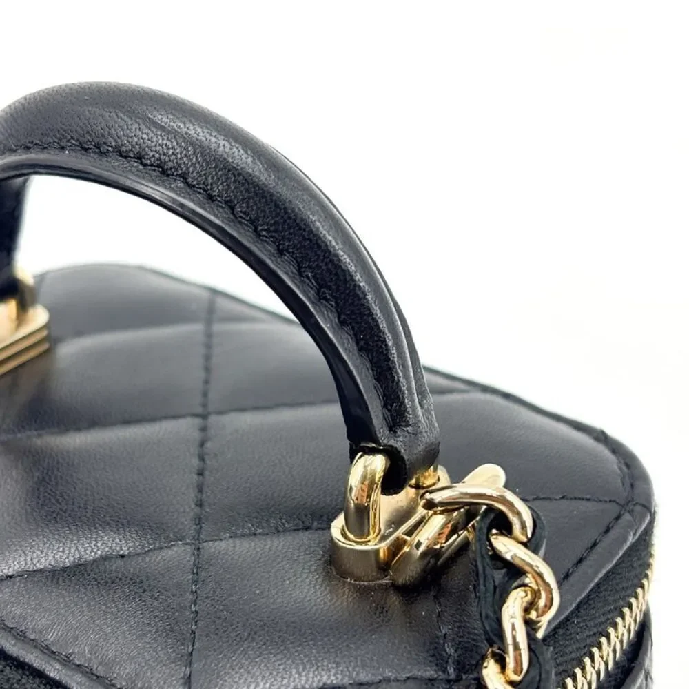 Chanel Classic Top Handle Mini Chain Vanity Bag Lambskin Black Gold Hardware
